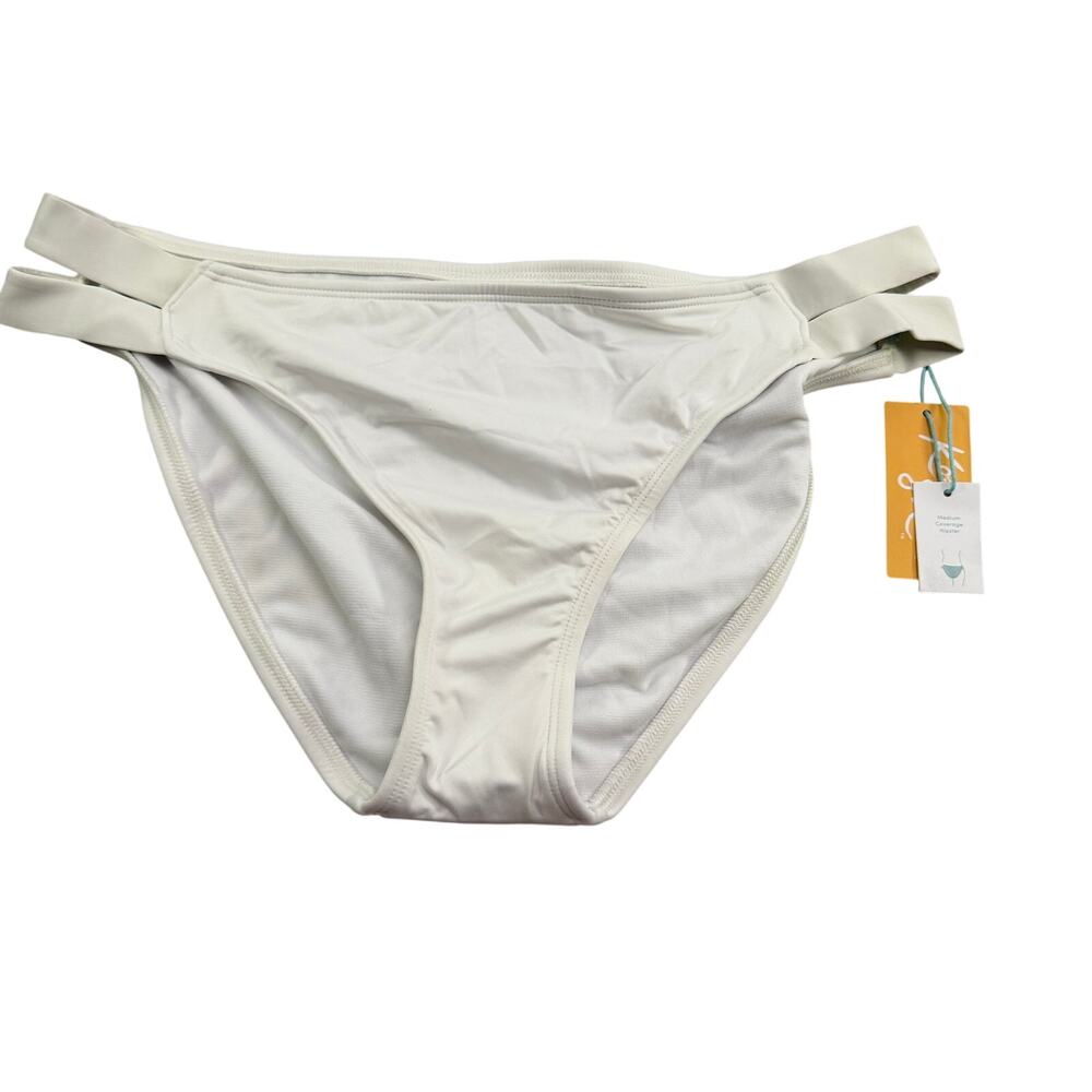 Kona Sol Women's Medium Coverage Double Tab Hipster Bikini Bottom - Large - NWT